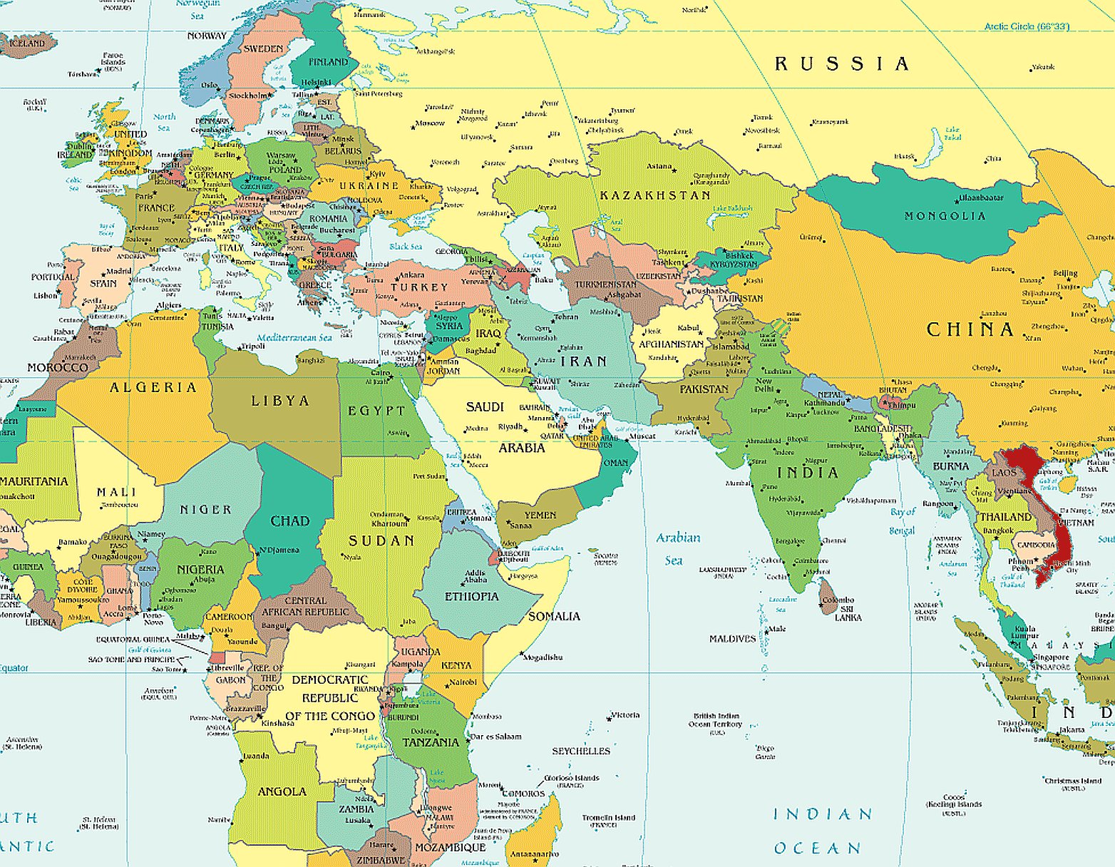 000 political world map 2007 Vietnam